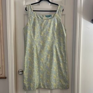 Needham lane chinoiserie print sleeveless dress sz 14 green blue